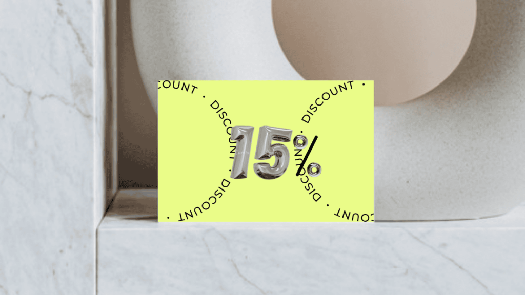 Tarjeta descuento 15% newsletter